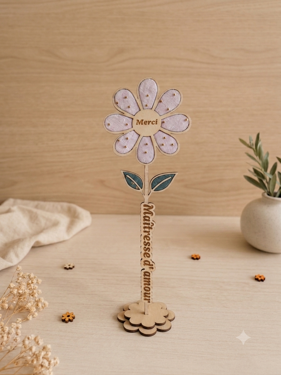 Fleur en bois personnalisée