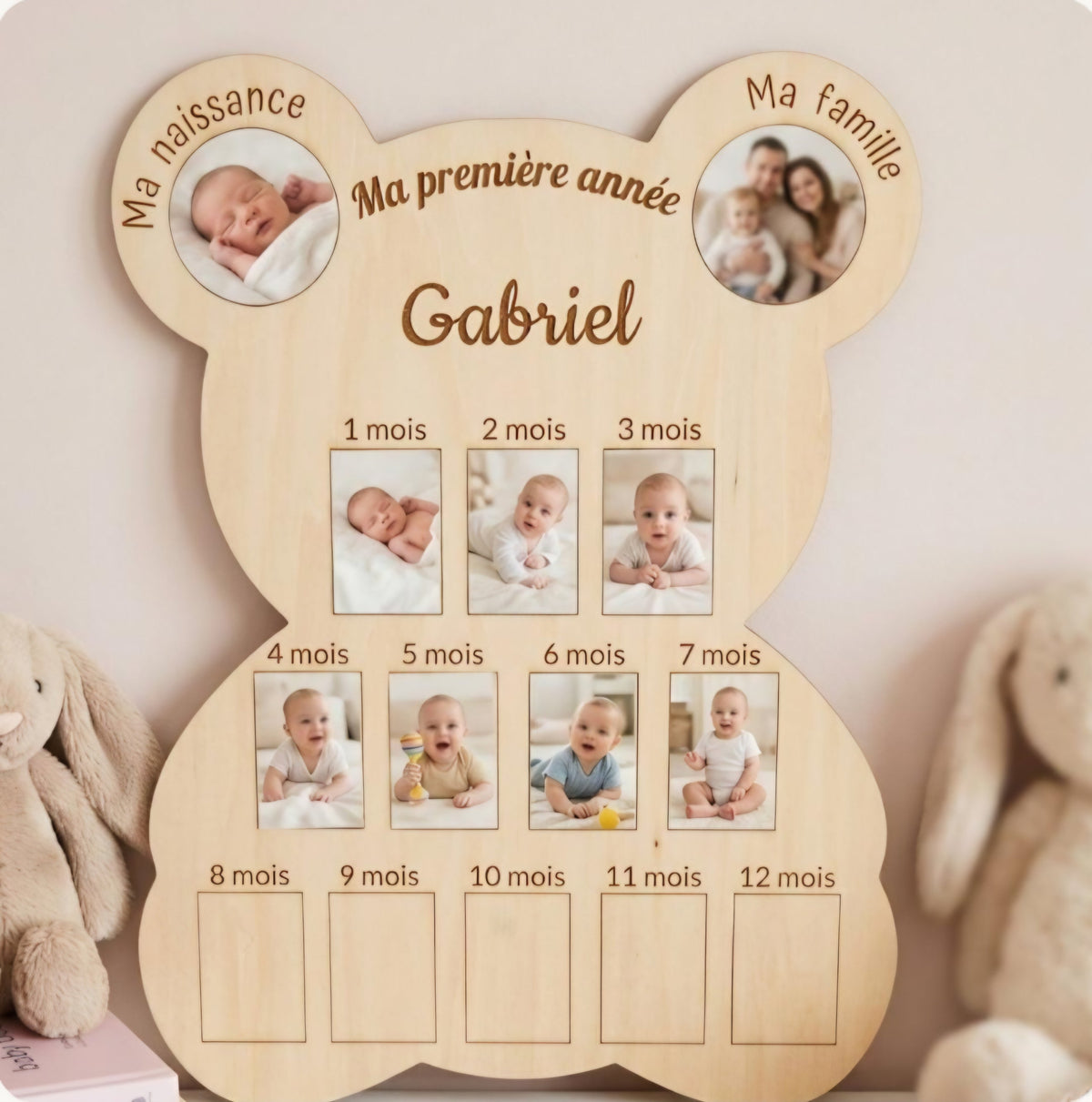 Pancarte Photo "Ma Première Année" en Bois