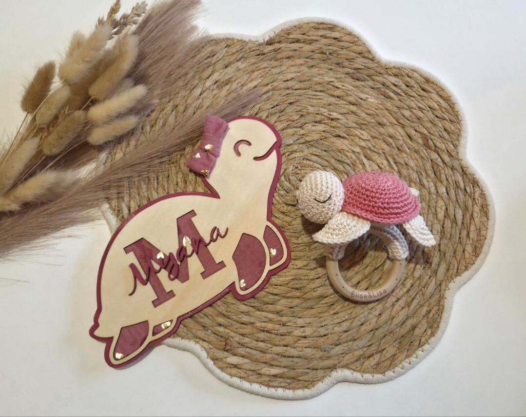 Ensemble tortue vieux rose