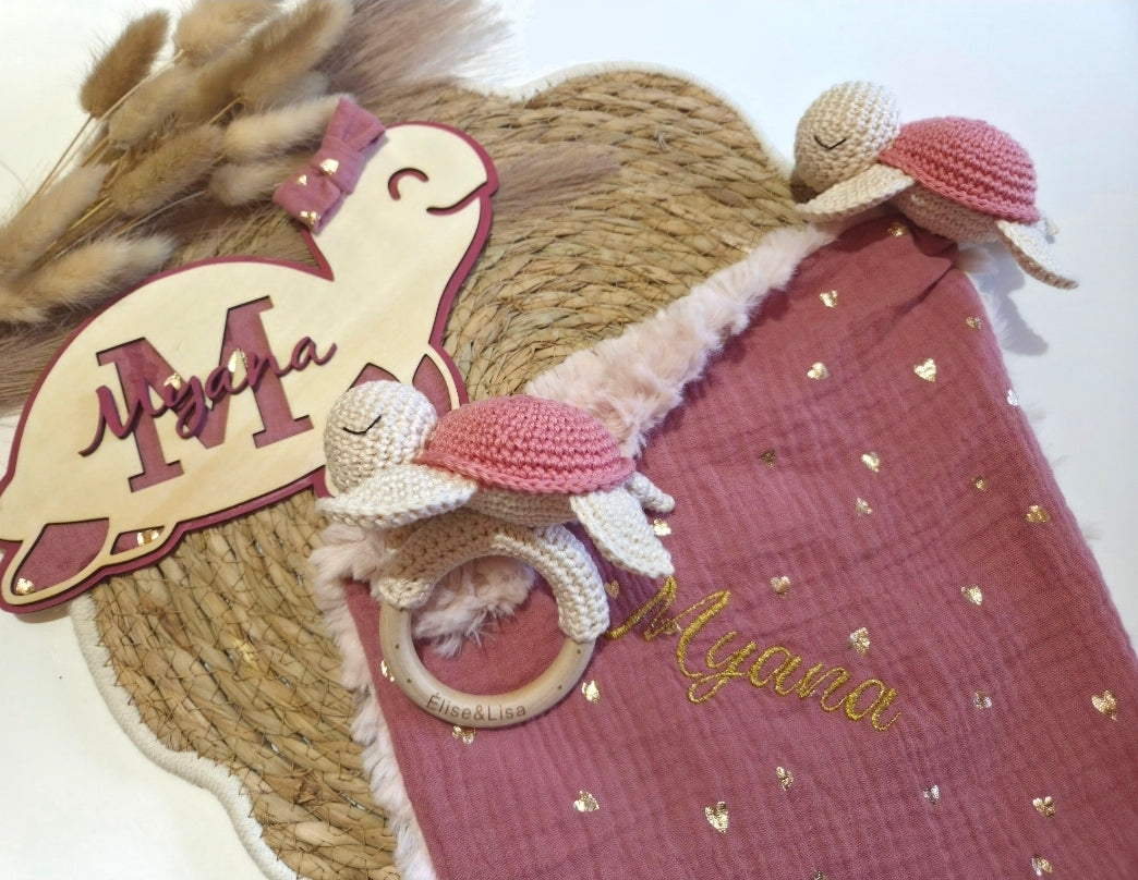 Ensemble tortue vieux rose