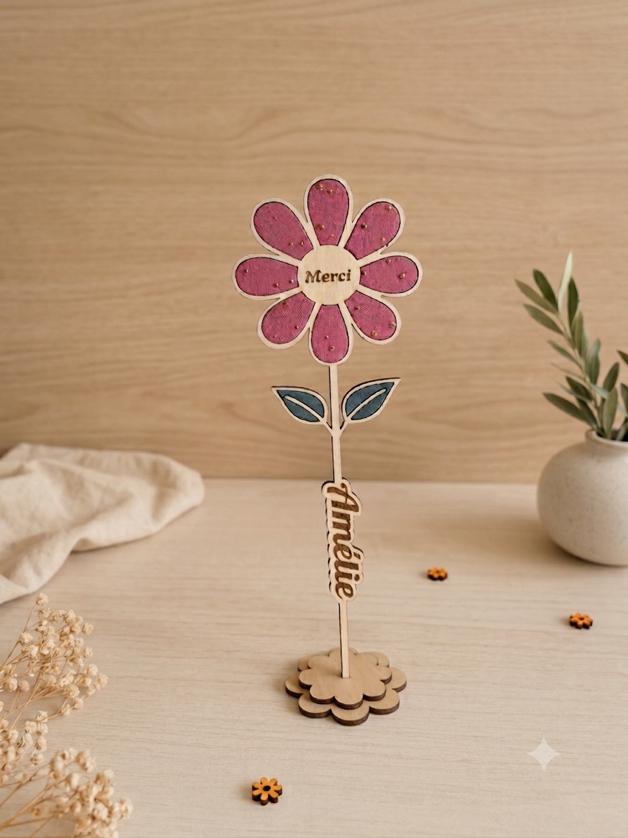 Fleur en bois personnalisée