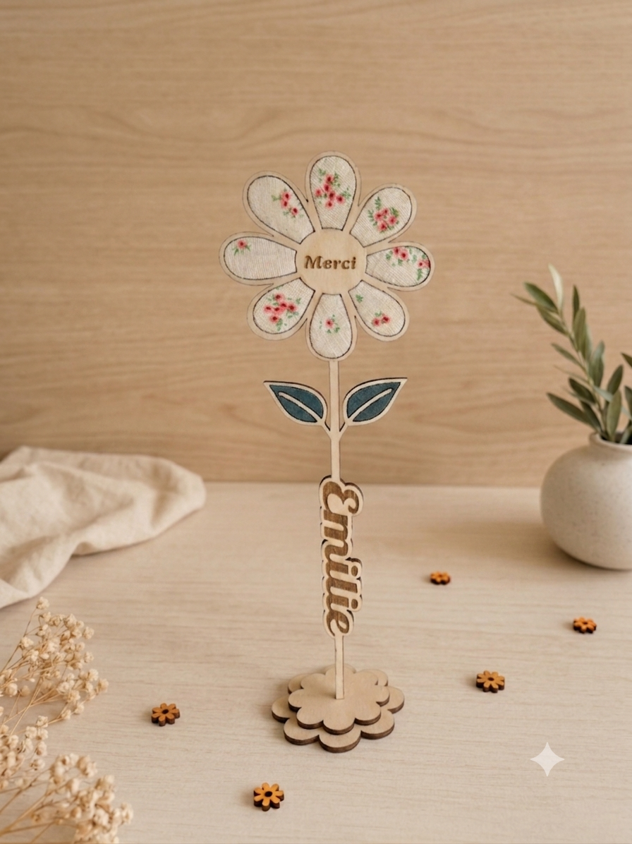 Fleur en bois personnalisée