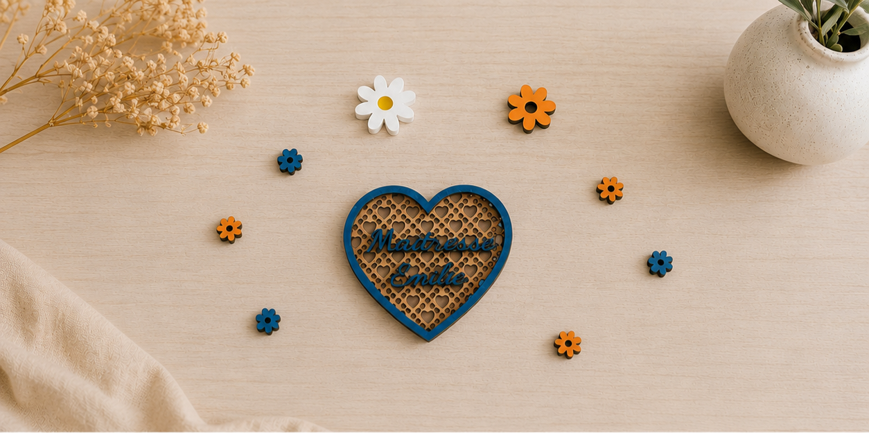 Magnet en bois effet rotin personnalisé