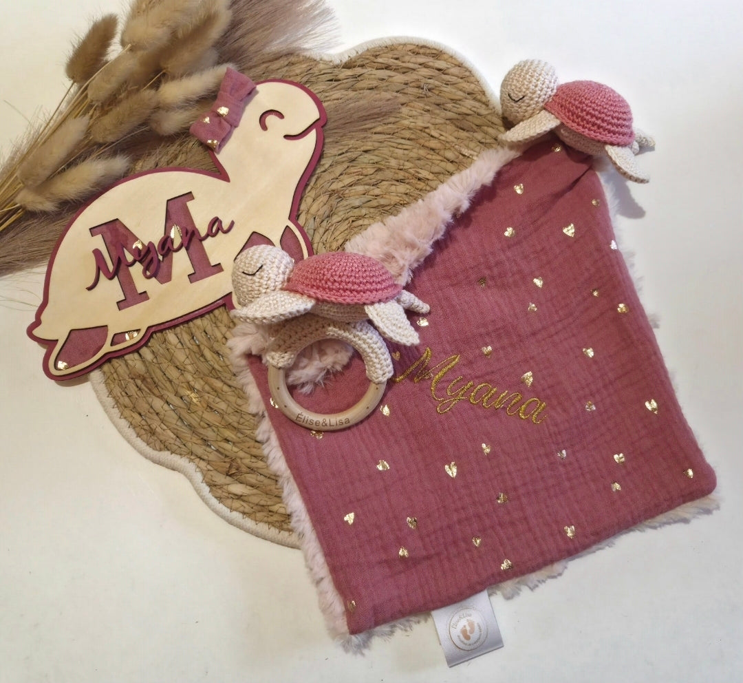 Ensemble tortue vieux rose