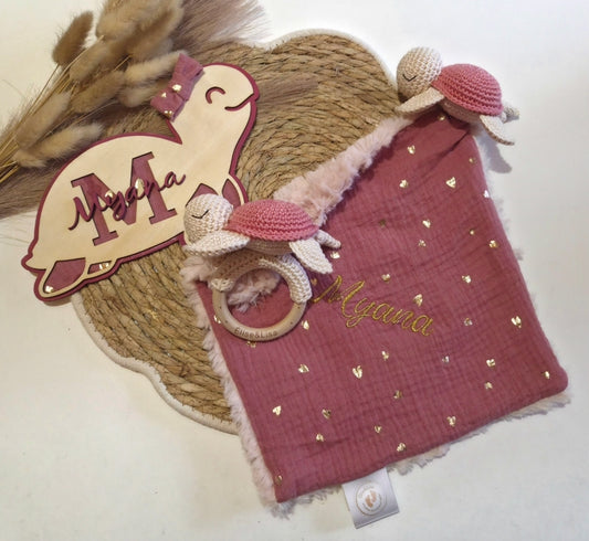 Ensemble tortue vieux rose